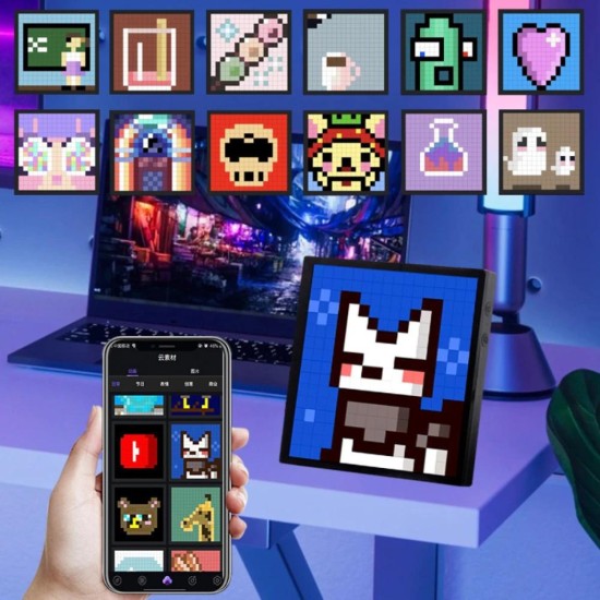 32*32 Matrix Pixel RGB Display - Bluetooth App Control - Gaming - Animation - Room Decor 