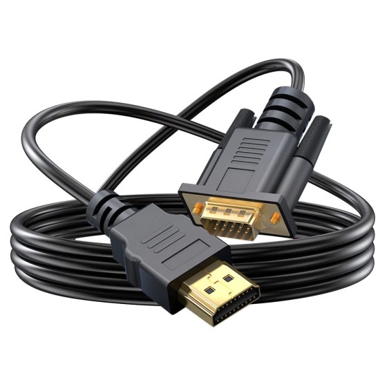 HDMI to VGA, Gold-Plated HDMI to VGA Cable (Male to Male) Desktop, Laptop, PC, Monitor, Projector 1.8M