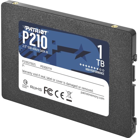 Patriot P210 (P210S1TB25) 1TB 2.5 Inch SSD, Sata 3 Interface, Read 520MB/s, Write 430MB/s, 3 Year Warranty