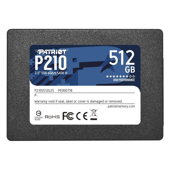 Patriot P210 (P210S512G25) 512GB 2.5 Inch SSD, Sata 3 Interface