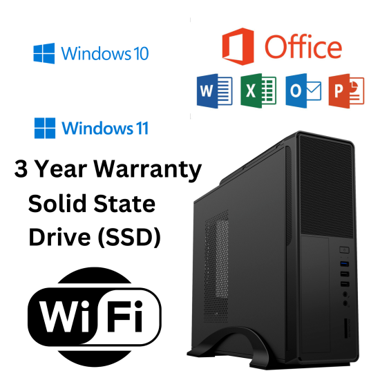 QCRS New Slim Home/Office Desktop PC - Intel - 3YR Warranty