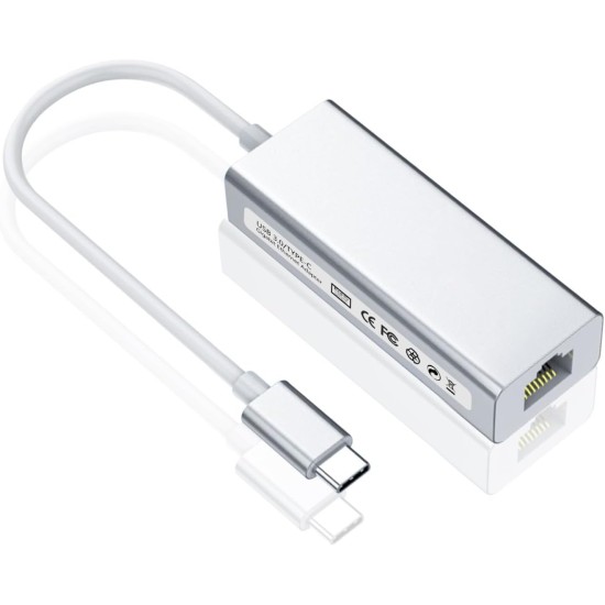 USB C to Ethernet Adapter, Type-C to RJ45 Gigabit 1000 Mbps