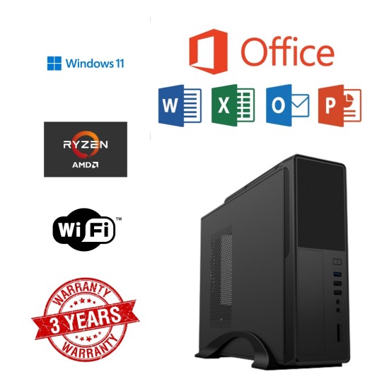 Windows 11 Pro Ryzen 5 8GB RAM 480GB SSD Desktop PC SFF WIFI HDMI
